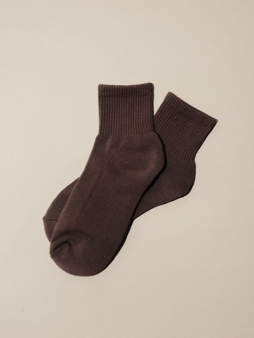 Cotton Ankle Sock in Mocha