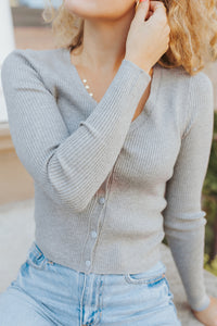Lana Button Sweater in Grey
