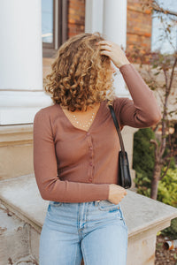 Lana Button Sweater in Brown