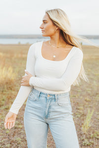 Our Everyday Scoop Neck Long Sleeve in Ivory