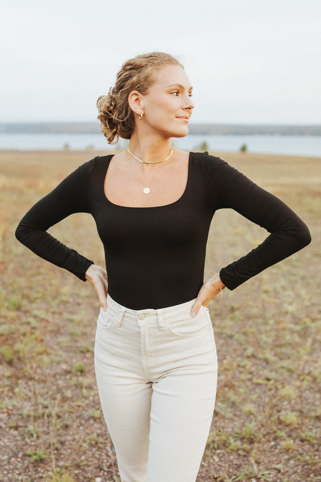 Our Everyday Scoop Neck Long Sleeve in Black