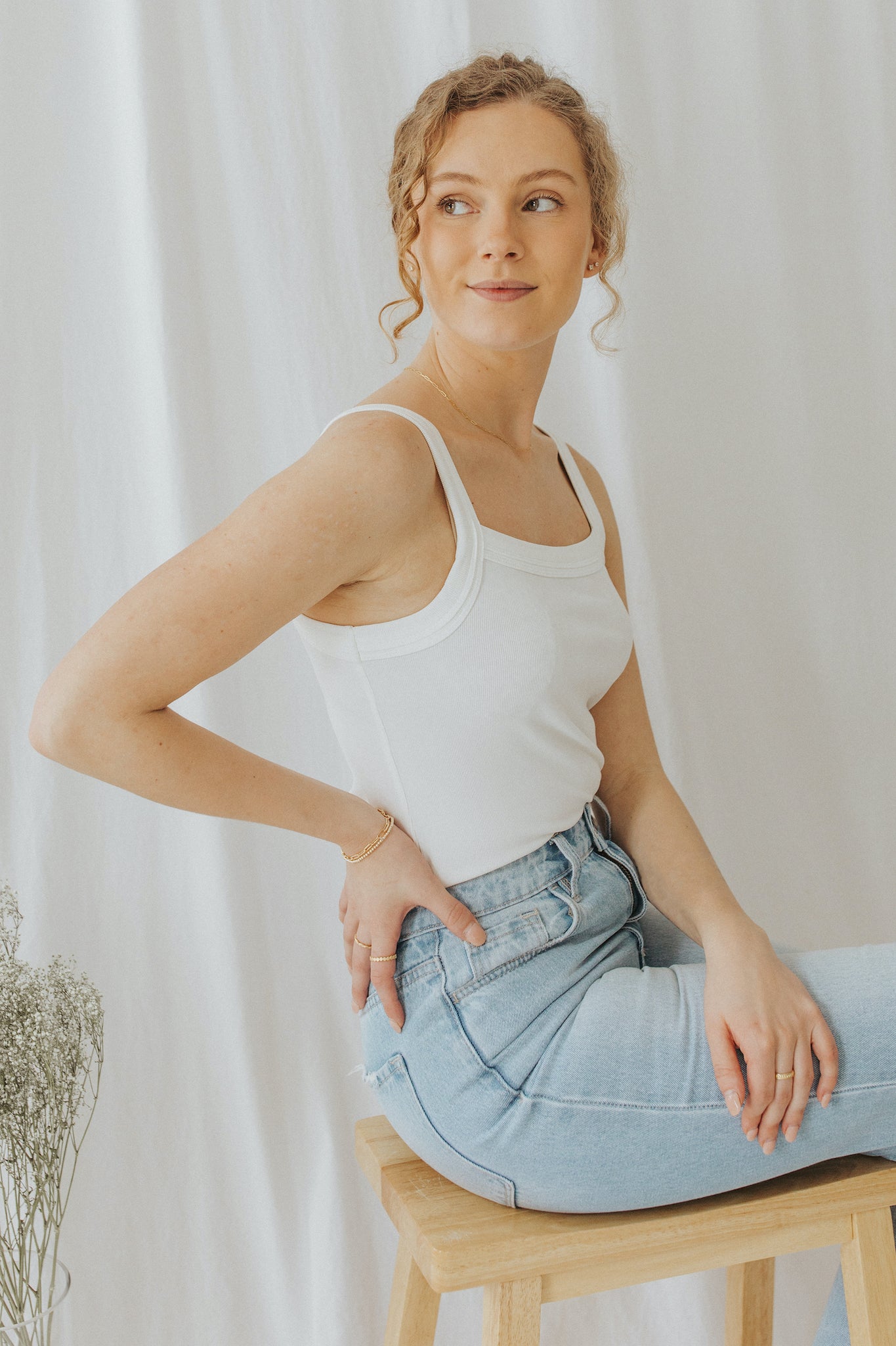 Tori Ribbed Tank in Ivory – Covington & Co.